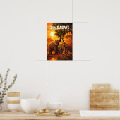 Simbabwe Illustration Reise Kunst Vintage Poster (Küche)