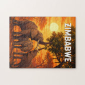 Simbabwe Illustration Reise Kunst Vintage Puzzle (Horizontal)