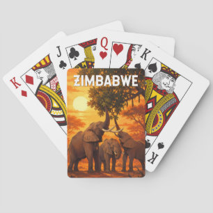 Simbabwe Illustration Reise Kunst Vintage Spielkarten