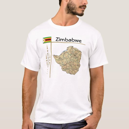 Simbabwe Karte + Flagge + T - Shirt (Vorderseite)