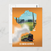 Simbabwe Karte illustriertes Reiseplakat (Vorne/Hinten)