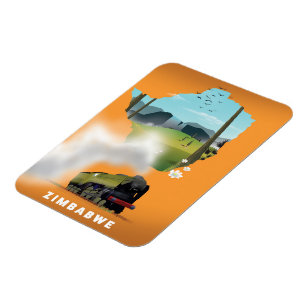 Simbabwe Karte illustriertes Reiseplakat Magnet