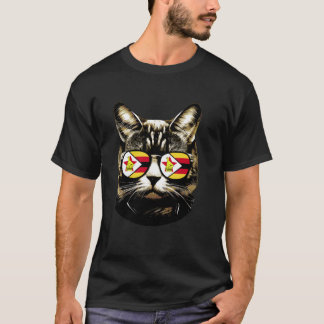 Simbabwe-Katze mit simbabwischer Flagge Simbabwe-K T-Shirt