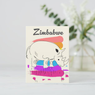 Simbabwe Retro-Reiselogo Einladungspostkarte
