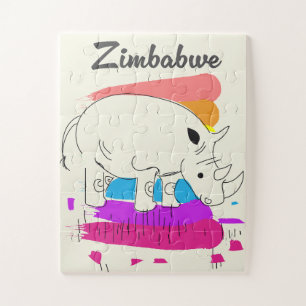 Simbabwe Retro-Reiselogo Puzzle