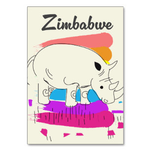 Simbabwe Retro-Reiselogo Tischnummer