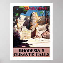 Simbabwe, Rhodesiens Klimaschutz, Vintag, Reisen Poster