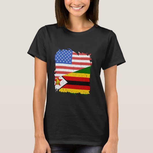 Simbabwe Roots USA Amerika Simbabwes F T-Shirt (Vorderseite)