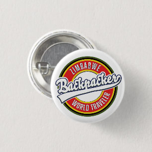 Simbabwe-Rucksacktourist-Weltreisender-Logo. Button
