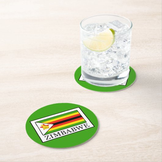 Simbabwe Runder Pappuntersetzer (Vor Ort)
