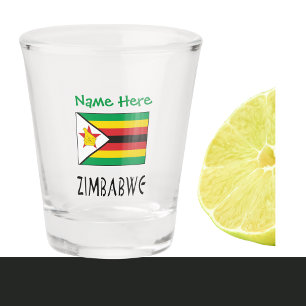 Simbabwe Simbabwe-Flagge Grün Personalisierung Schnapsglas