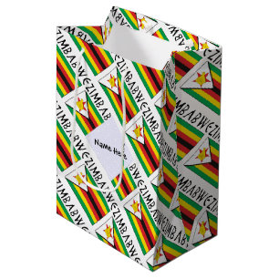 Simbabwe Simbabwische Flagge Kachel Personalisiert Mittlere Geschenktüte