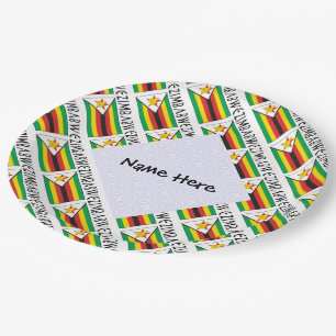 Simbabwe Simbabwische Flagge Kachel Personalisiert Pappteller