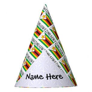 Simbabwe Simbabwische Flagge Kachel Schwarz Person Partyhütchen