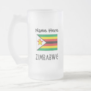 Simbabwe Simbabwische Flagge Personalisiert  Mattglas Bierglas