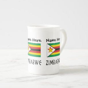 Simbabwe Simbabwische Flagge Schwarz Personalisier Porzellantasse