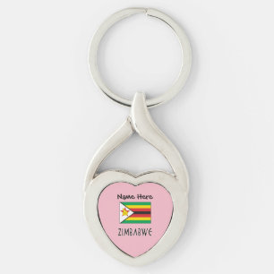 Simbabwe Simbabwische Flagge Schwarz Personalisier Schlüsselanhänger