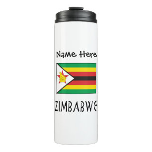 Simbabwe Simbabwische Flagge Schwarz Personalisier Thermosbecher