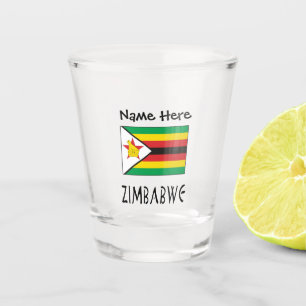 Simbabwe und Simbabwe-Flagge mit Ihrem Namen Shot Schnapsglas