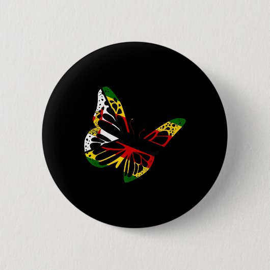 Simbabwean Roots Butterfly Zimbabwe Flag Simbabwea Button (Vorderseite)