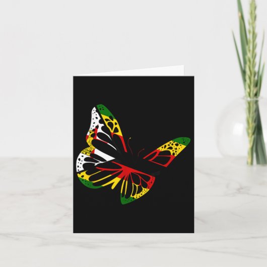 Simbabwean Roots Butterfly Zimbabwe Flag Simbabwea Karte (Vorderseite)
