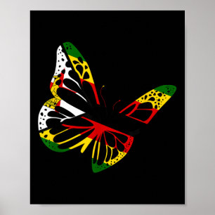 Simbabwean Roots Butterfly Zimbabwe Flag Simbabwea Poster