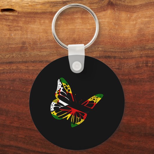 Simbabwean Roots Butterfly Zimbabwe Flag Simbabwea Schlüsselanhänger (Vorderseite)