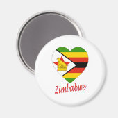 Simbabwes Flaggenherz Magnet (Vorderseite/Rückseite)