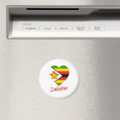 Simbabwes Flaggenherz Magnet (In Situ (Geschirrspüler))