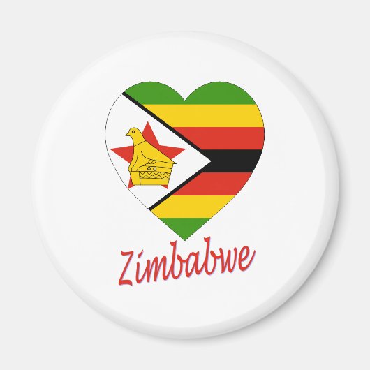Simbabwes Flaggenherz Magnet (Vorne)
