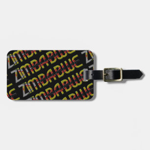 Simbabwes Flaggentypografie-Muster eines afrikanis Gepäckanhänger