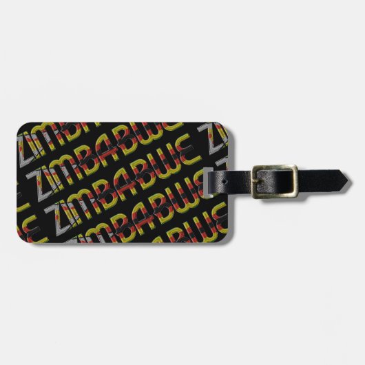 Simbabwes Flaggentypografie-Muster eines afrikanis Gepäckanhänger (Vorderseite horizontal)