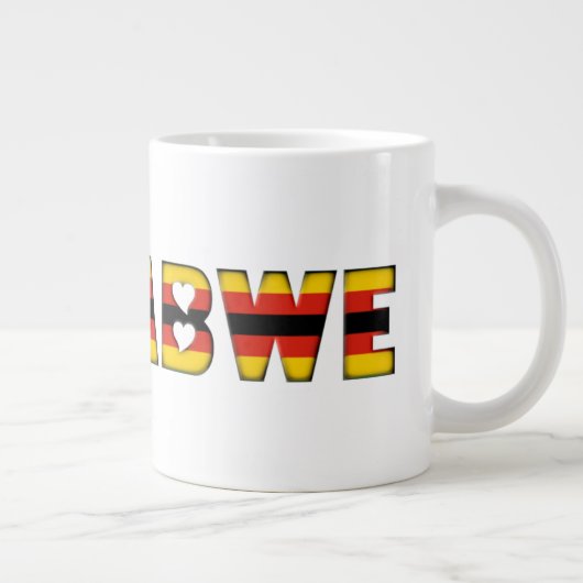 Simbabwische Flag Farben Typografie Muster Herz Jumbo-Tasse (Rechts)