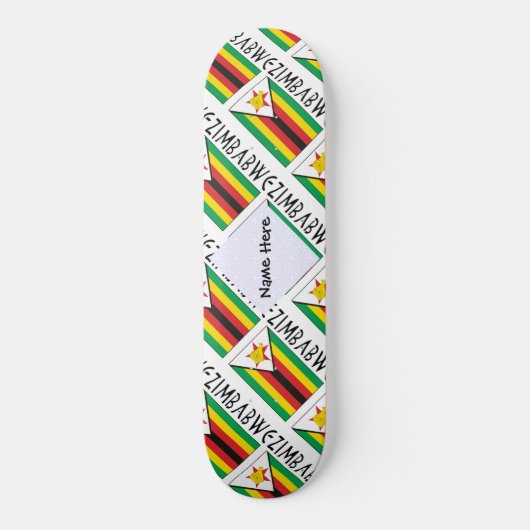 Simbabwische Flagge gefixt schwarz Personalisiert Skateboard (Vorderseite)