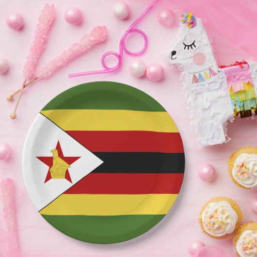 Simbabwische Flagge Pappteller (Party)