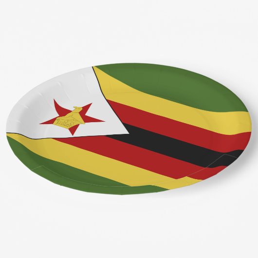 Simbabwische Flagge Pappteller (Schrägansicht)