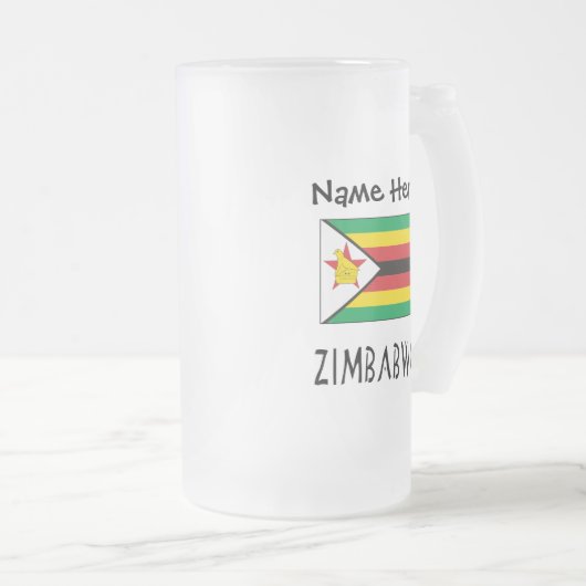 Simbabwische Flagge Personalisiert Mattglas Bierglas (VorderseiteRechts)