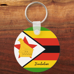 Simbabwische Flagge & Simbabwe - Urlaub, Patrioten Schlüsselanhänger