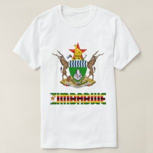 Simbabwische Flagge und Rüstungsbeschlag T-Shirt