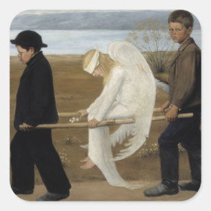 Simbergs verwundete Angel-Aufkleber Quadratischer Aufkleber