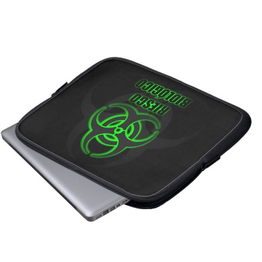 Símbolo Verde Brillante de Riesgo Biológico Laptopschutzhülle (Vorne Knopf)