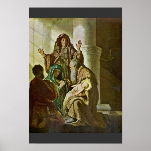 Simeon im Tempel. von Rembrandt Van Rijn Poster (Vorne)