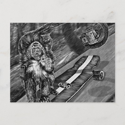 Simeon Skateboard Selfie Postkarte (Vorderseite)