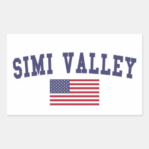 Simi Valley US-Flagge Rechteckiger Aufkleber