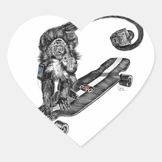 Simian Selfie Art Herz-Aufkleber (Vorderseite)