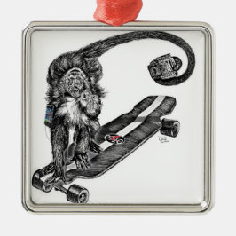 Simian Selfie Art Silbernes Ornament