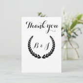 Simiple Monogram Elegant Black and Black Wedding Dankeskarte (Stehend Vorderseite)