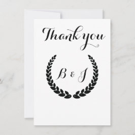 Simiple Monogram Elegant Black and Black Wedding Dankeskarte