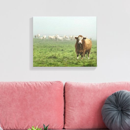 Simmental Bull in Weide Leinwanddruck (Insitu (Wohnzimmer))