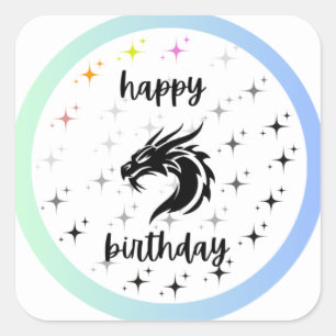 simmi mode Black Dragon stars Geburtstag Quadratischer Aufkleber